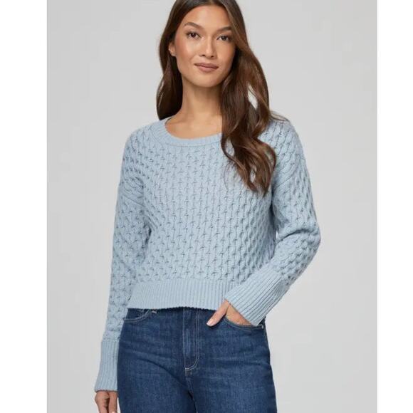 PAIGE Olette Wool Blend Chunky Boxy Crewneck Sweater Vintage Sky Blue Sz XL NWOT - Picture 15 of 15